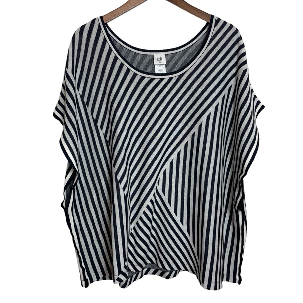 CAbi Black and White Striped Top